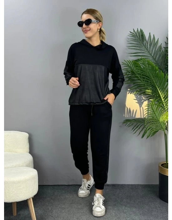 Kadın Uzun Kollu Kapüşonlu Oversize Sweat Ve Pantolon Ikili Takım