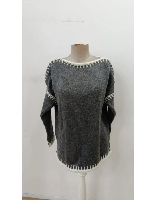 Kadın Uzun Kollu Kayık Yaka Triko Bluz