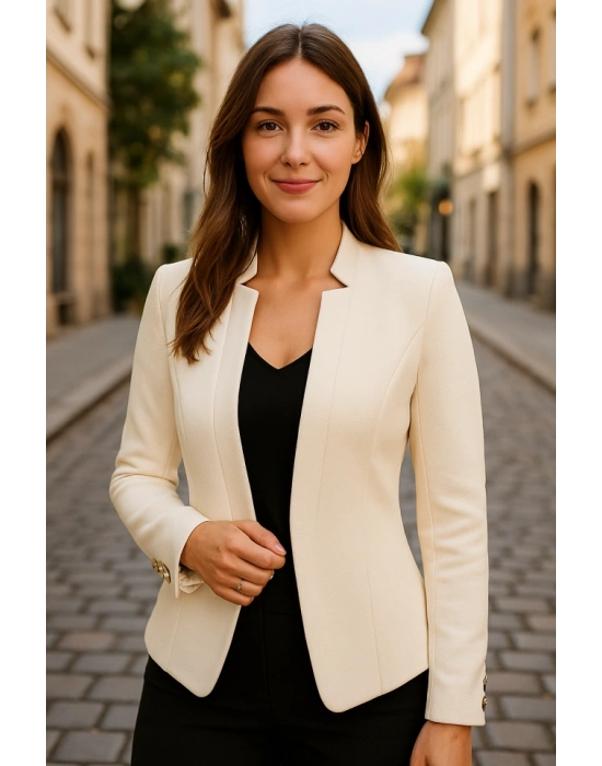 Kadın Uzun Kollu Kırlangıç Yakalı önü Açık Atlas Ceket