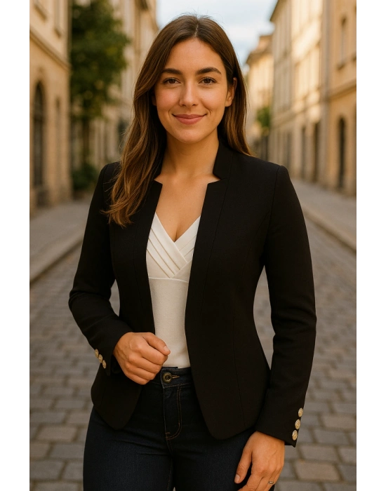 Kadın Uzun Kollu Kırlangıç Yakalı önü Açık Atlas Ceket