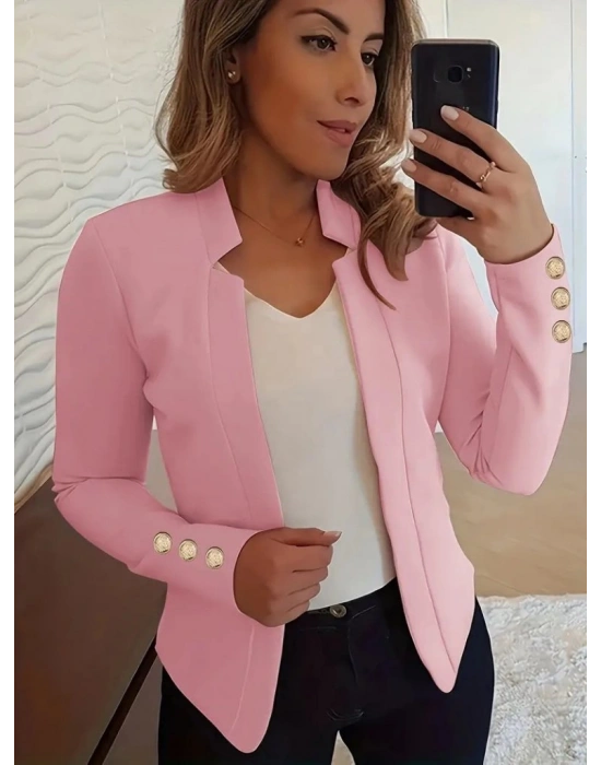 Kadın Uzun Kollu Kol Düğme Detay Ithal Krep Ceket