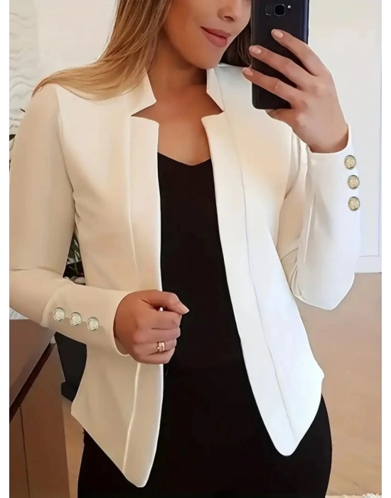 Kadın Uzun Kollu Kol Düğme Detay Ithal Krep Ceket