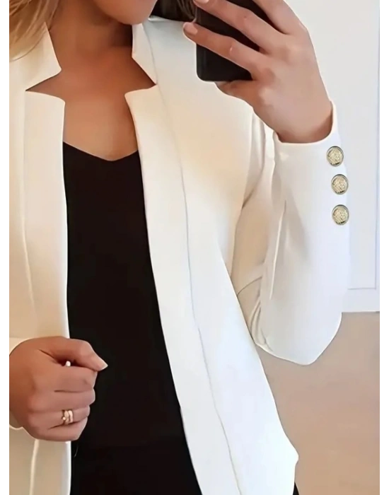 Kadın Uzun Kollu Kol Düğme Detay Ithal Krep Ceket