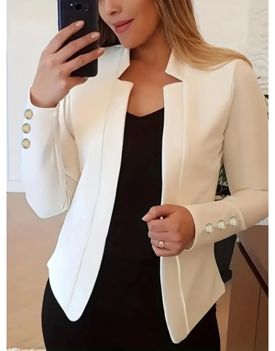 Kadın Uzun Kollu Kol Düğme Detay Ithal Krep Ceket