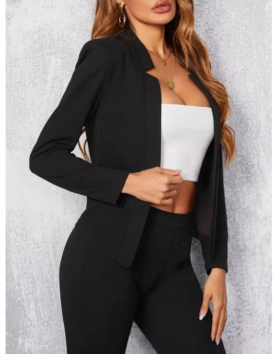 Kadın Uzun Kollu Kol Düğme Detay Ithal Krep Ceket