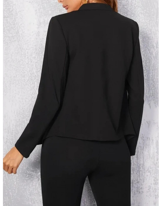 Kadın Uzun Kollu Kol Düğme Detay Ithal Krep Ceket