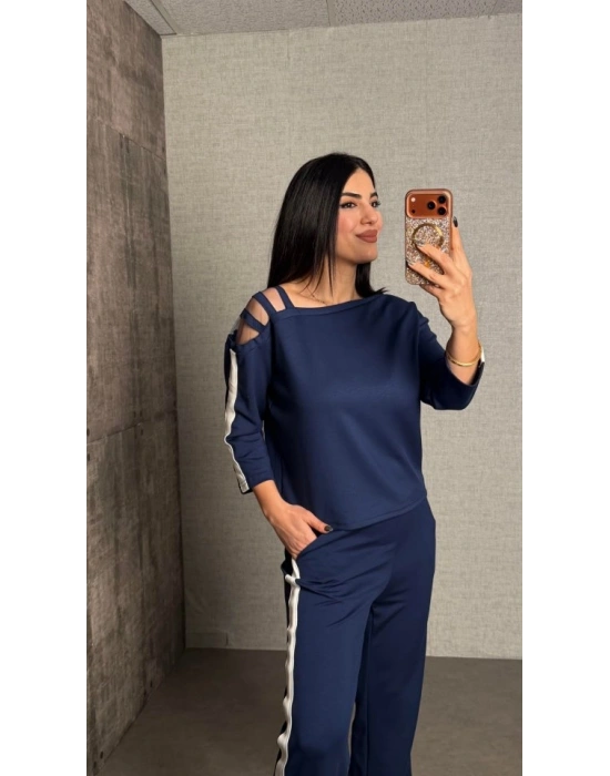 Kadın Uzun Kollu Kolu Tül Yanları şerit Detay odal Ikili Takım