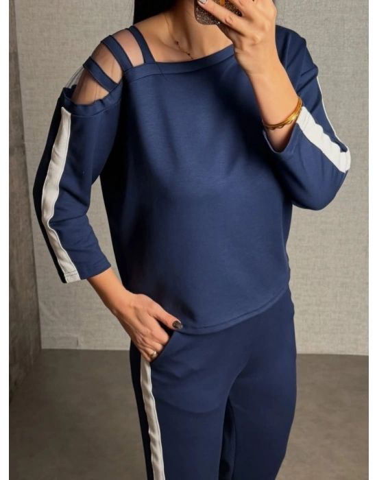 Kadın Uzun Kollu Kolu Tül Yanları şerit Detay odal Ikili Takım