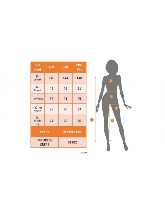 Kadın Uzun Kollu Kruvaze Yaka Belden Kuşaklı Ithal Krep Tulum