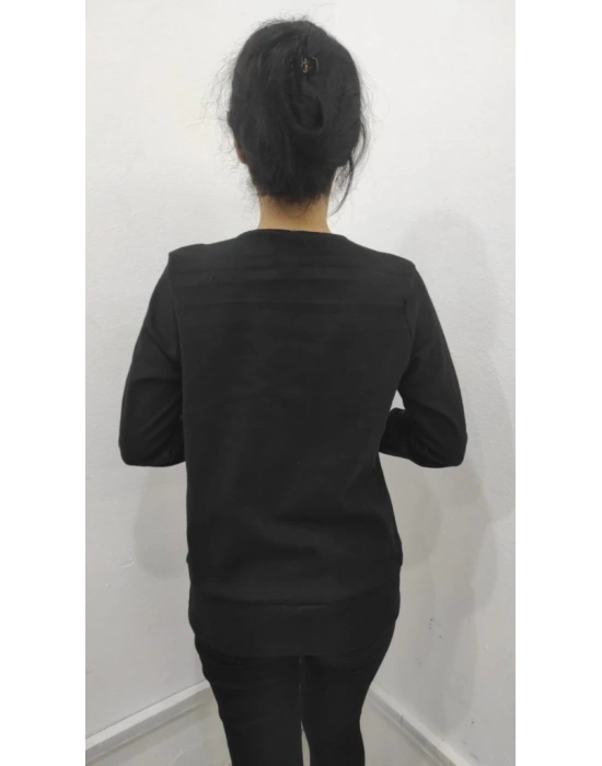 Kadın Uzun Kollu Kruvaze Yaka Kol Ve Etek Ucu Manşet Detay Yumoş Bluz