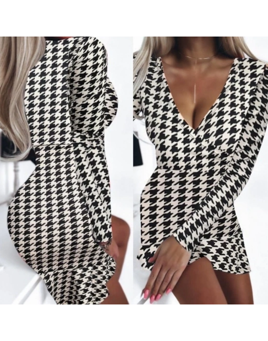 Kadın Uzun Kollu Kruvaze Yaka Mikro Mini Boy Elbise