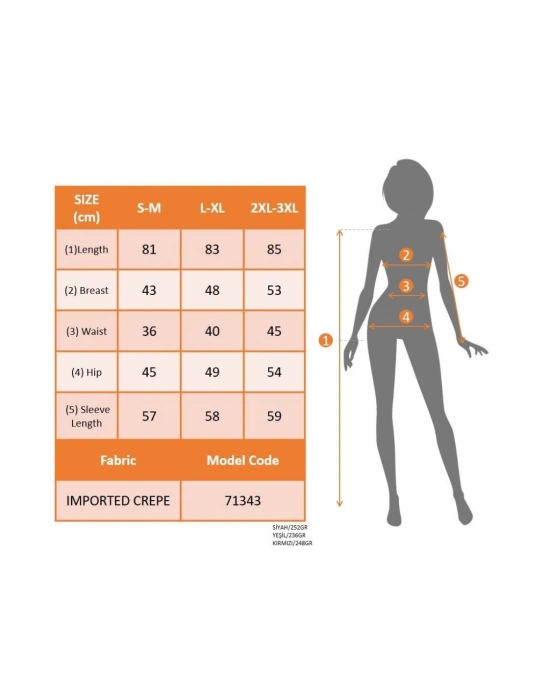 Kadın Uzun Kollu Kruvaze Yaka Mini Ithal Krep Elbise