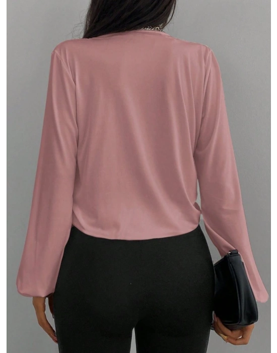 Kadın Uzun Kollu Kruvaze Yaka Sandy Bluz
