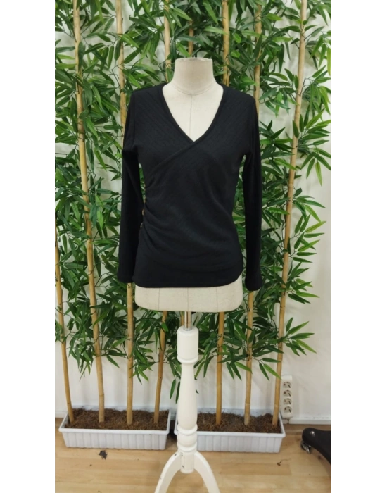 Kadın Uzun Kollu Kruvaze Yaka Yandan Düğmeli şardonlu Kaşkorse Bluz