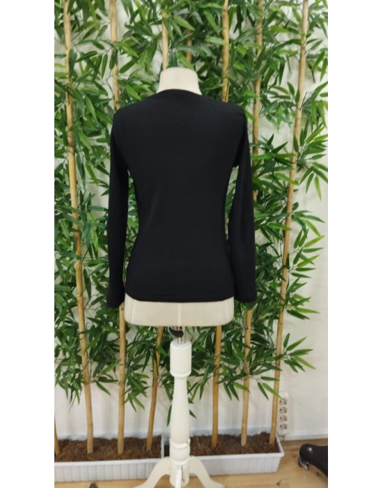 Kadın Uzun Kollu Kruvaze Yaka Yandan Düğmeli şardonlu Kaşkorse Bluz