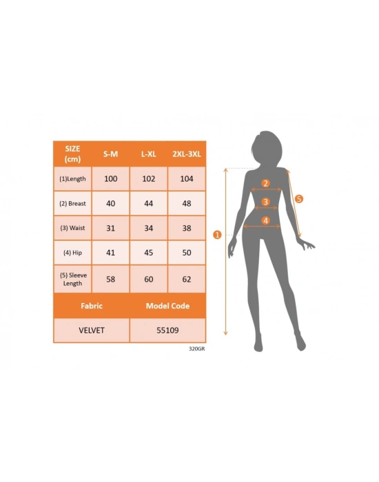 Kadın Uzun Kollu Kruvaze Yaka Yanlardan Büzgü Detaylı Yırtmaçlı Kadife Elbise