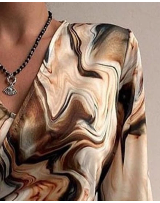 Kadın Uzun Kollu Kruvaze Yakalı Asimetrik Detaylı Mini Modal Elbise