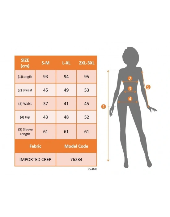 Kadın Uzun Kollu Kruvaze Yakalı Mini Ithal Krep Elbise