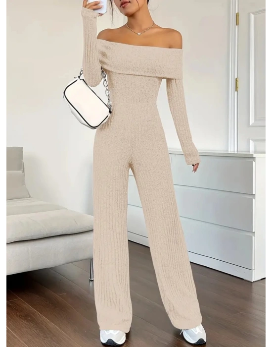 Kadın Uzun Kollu Madonna Yaka şardonlu Kaşkorse Tulum