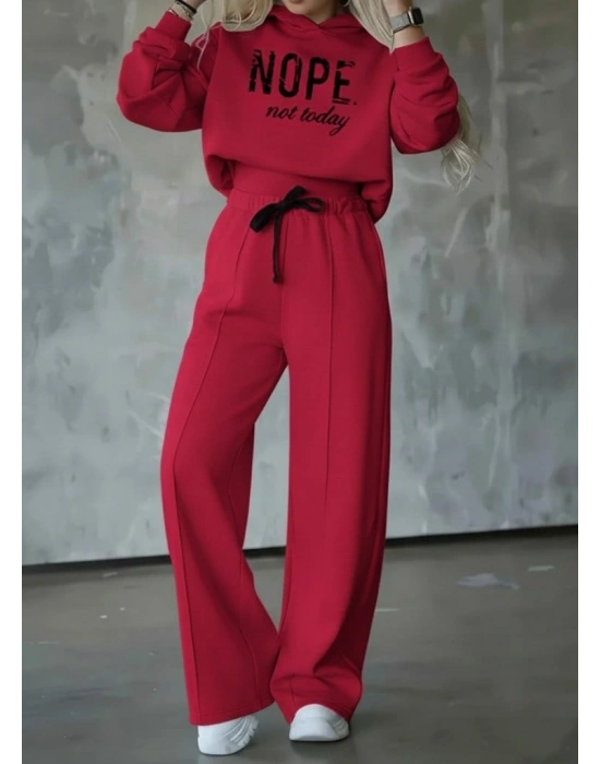 Kadın Uzun Kollu Nope Baskılı Beli Ribanalı Ikili Takım