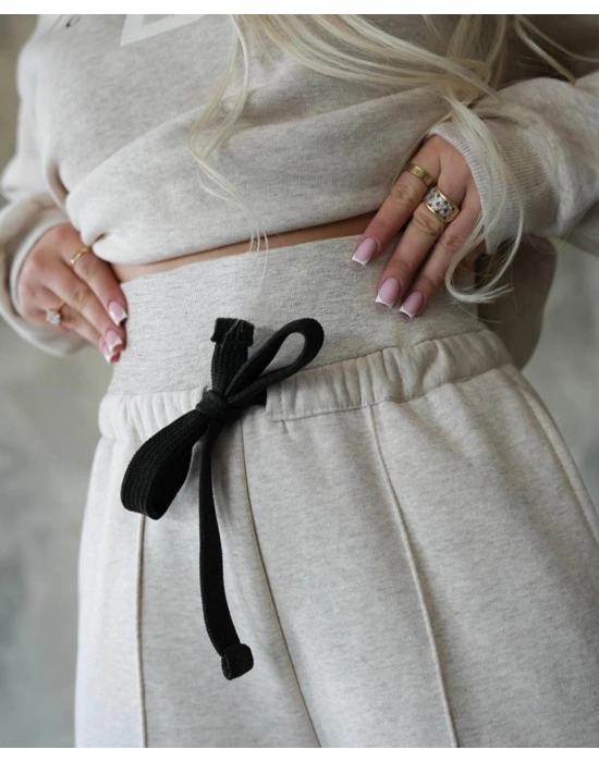 Kadın Uzun Kollu Nope Baskılı Beli Ribanalı Ikili Takım