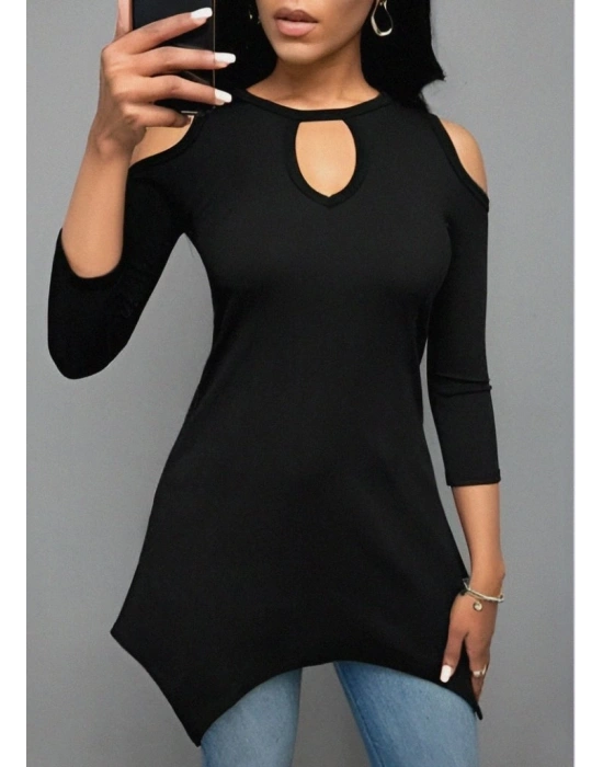 Kadın Uzun Kollu Omuz Ve Göğüs Dekolte Detay Viskon Bluz