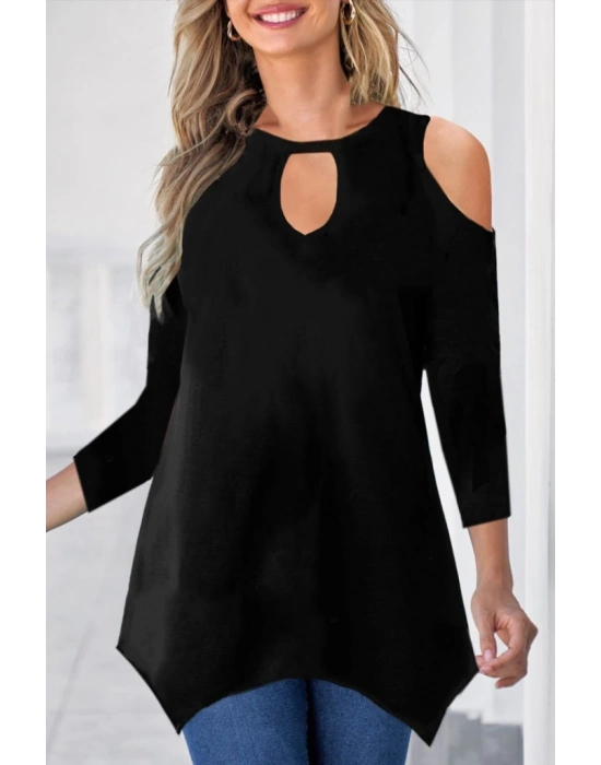 Kadın Uzun Kollu Omuz Ve Göğüs Dekolte Detay Viskon Bluz