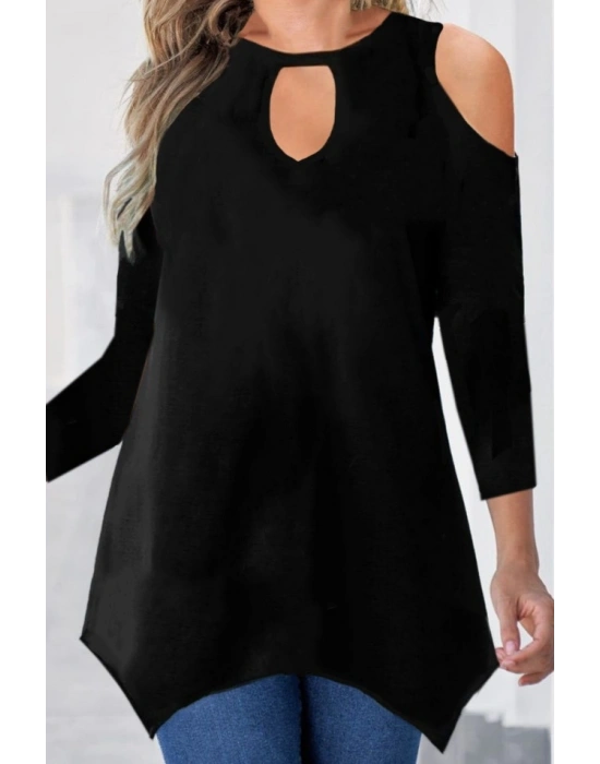 Kadın Uzun Kollu Omuz Ve Göğüs Dekolte Detay Viskon Bluz