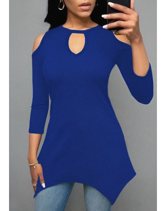 Kadın Uzun Kollu Omuz Ve Göğüs Dekolte Detay Viskon Bluz