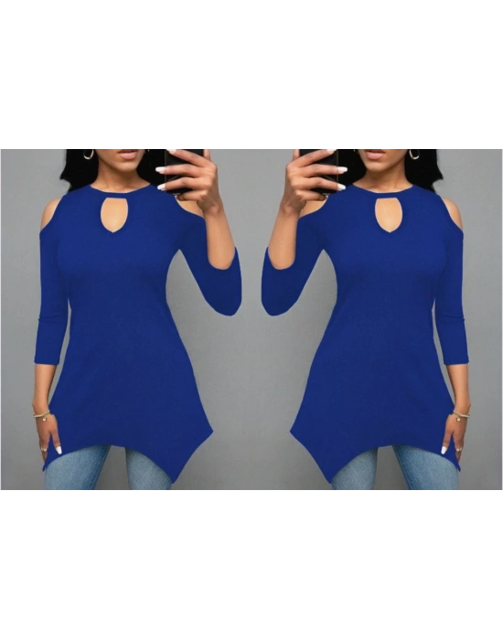 Kadın Uzun Kollu Omuz Ve Göğüs Dekolte Detay Viskon Bluz