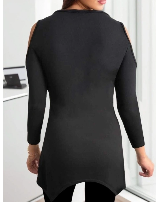 Kadın Uzun Kollu Omuz Ve Göğüs Dekolte Detay Viskon Bluz