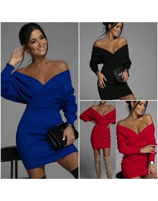 Kadın Uzun Kollu Omuzlar Açık Detay Triko Elbise