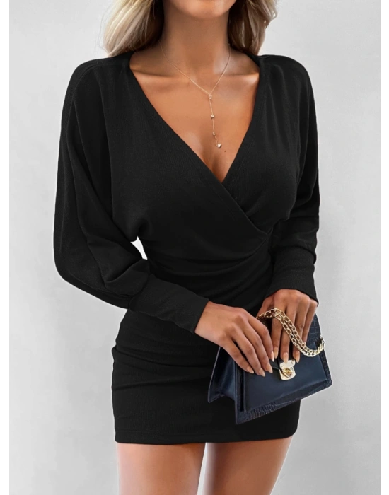 Kadın Uzun Kollu Omuzlar Açık Detay Triko Elbise