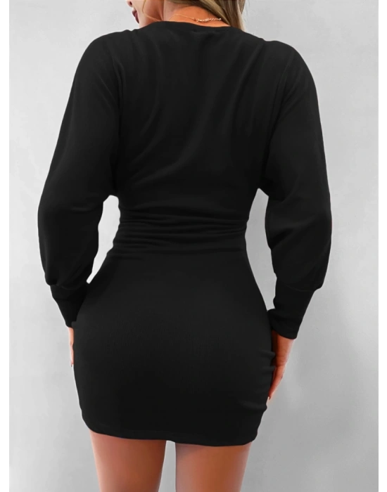Kadın Uzun Kollu Omuzlar Açık Detay Triko Elbise