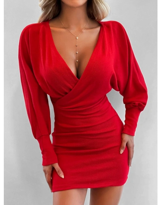 Kadın Uzun Kollu Omuzlar Açık Detay Triko Elbise