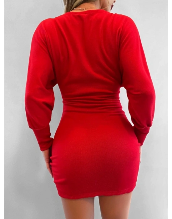 Kadın Uzun Kollu Omuzlar Açık Detay Triko Elbise