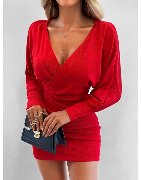 Kadın Uzun Kollu Omuzlar Açık Detay Triko Elbise