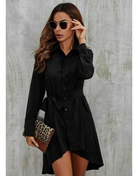 Kadın Uzun Kollu ön Kısım Kısım Arka Kısım Uzun Trikoton Gömlek Elbise