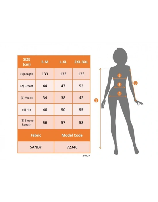Kadın Uzun Kollu önden çapraz Detaylı Yandan Toka Detaylı Uzun Sandy Elbise