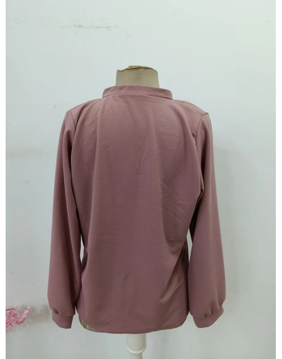 Kadın Uzun Kollu önden Düğmeli Hakim Yaka Ithal Krep Bluz