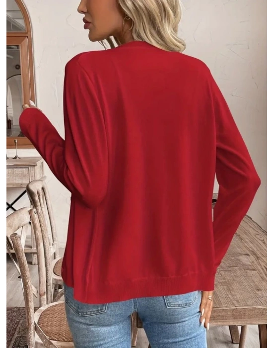 Kadın Uzun Kollu önden Düğmeli Triko Ceket