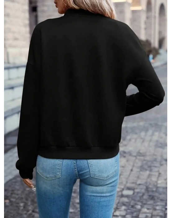 Kadın Uzun Kollu önden Fermuarlı Cepli Modal Ceket