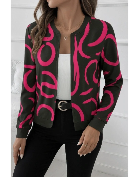 Kadın Uzun Kollu önden Fermuarlı Kısa şardonlu Dalgıç Ceket