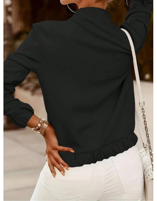 Kadın Uzun Kollu önden Fermuarlı Modal Ceket