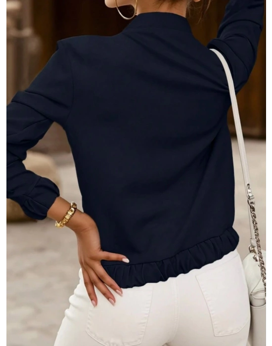 Kadın Uzun Kollu önden Fermuarlı Modal Ceket