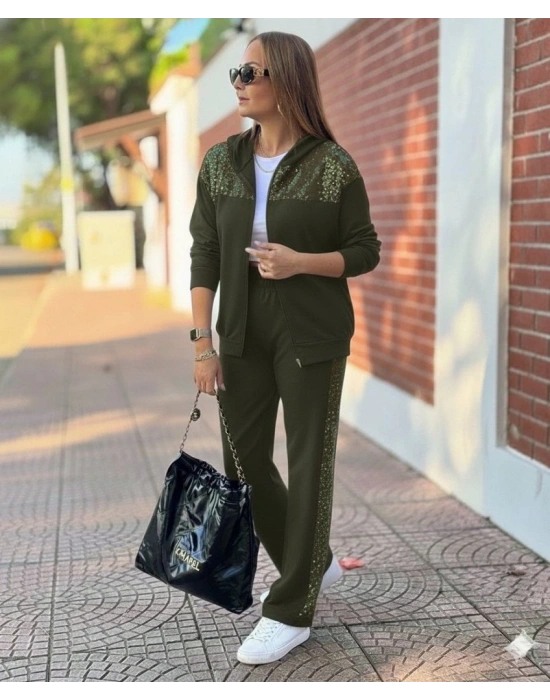 Kadın Uzun Kollu önden Fermuarlı Pul Payetli Alt üst Viskon Iki Iplik Takım