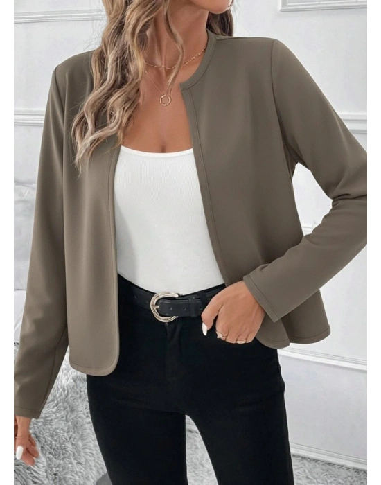 Kadın Uzun Kollu önü Açık Dalgıç Kısa Vizon Hırka