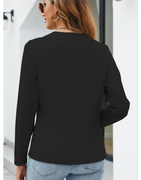 Kadın Uzun Kollu önü Açık Ithal Krep Blazer Ceket