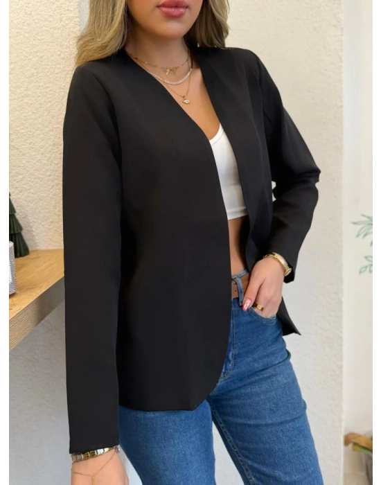 Kadın Uzun Kollu önü Açık Ithal Krep Blazer Ceket