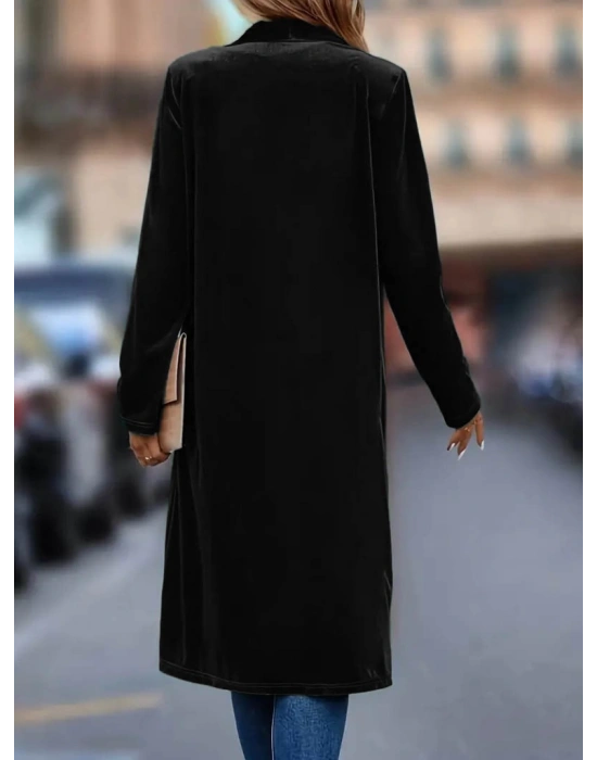 Kadın Uzun Kollu önü Açık Kolları Uzun Midi Ceket